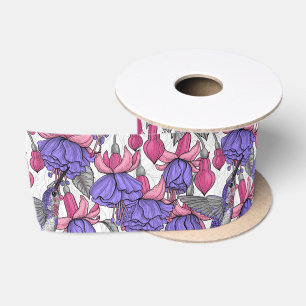 Hummingbird garden in melrose and pink satin ribbon