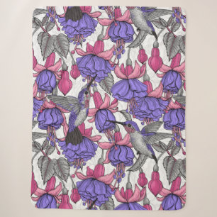 Hummingbird garden in melrose and pink sherpa blanket