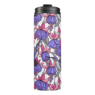 Hummingbird garden in melrose and pink thermal tumbler
