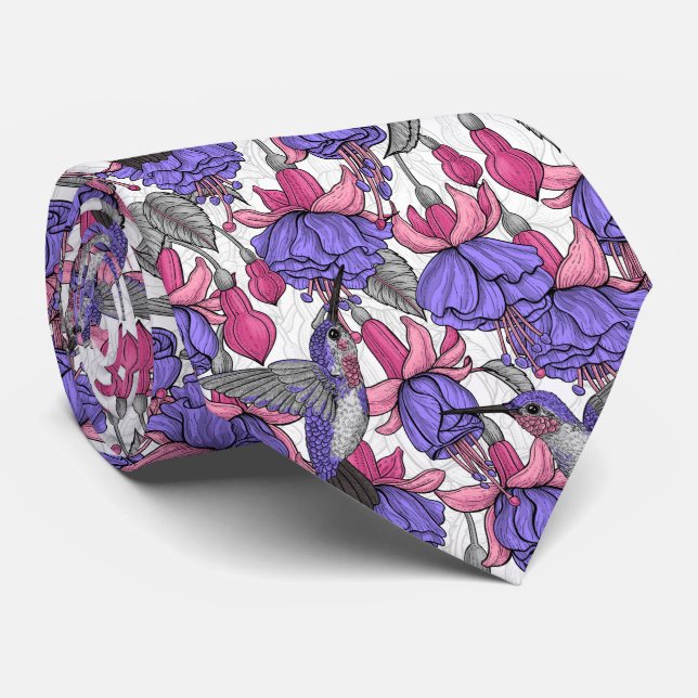 Hummingbird garden in melrose and pink tie (Rolled)