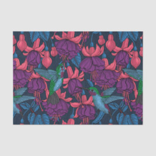 Hummingbird garden in purple and blue tissue paper