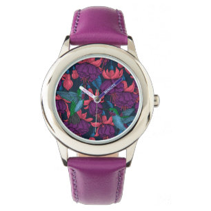 Hummingbird garden in purple and blue watch