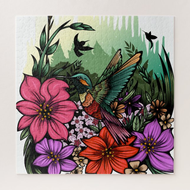 Hummingbird Garden Jigsaw Puzzle (Vertical)