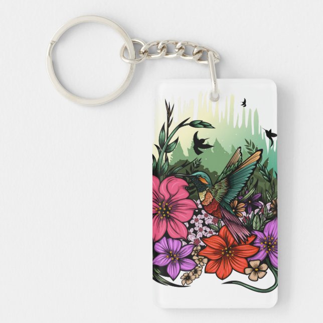 Hummingbird Garden Key Ring (Front)