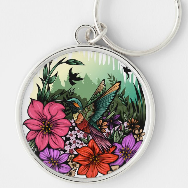 Hummingbird Garden Key Ring (Front)