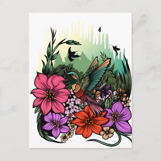 Hummingbird Garden Postcard (Front)