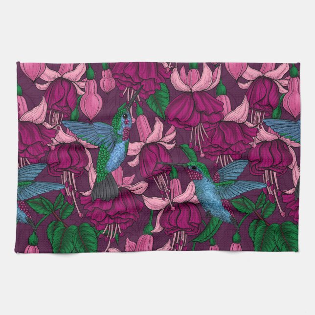 Hummingbird garden tea towel (Horizontal)