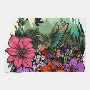 Hummingbird Garden Tea Towel