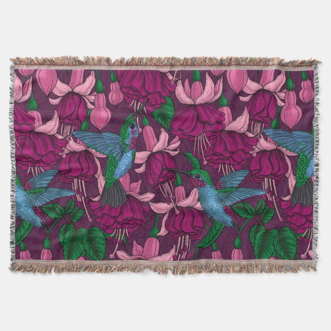 Hummingbird garden throw blanket (Front)