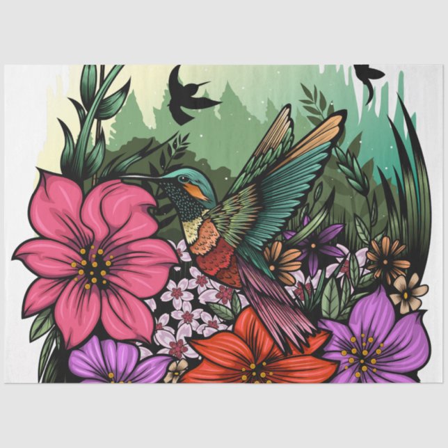 Hummingbird Garden Tissue Paper (Front)