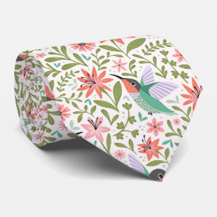 Hummingbird garden - tropical exotic birds tie