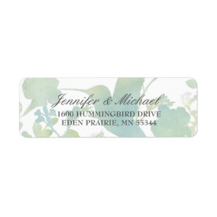 Hummingbird Garden Watercolor Elegant Wedding Return Address Label