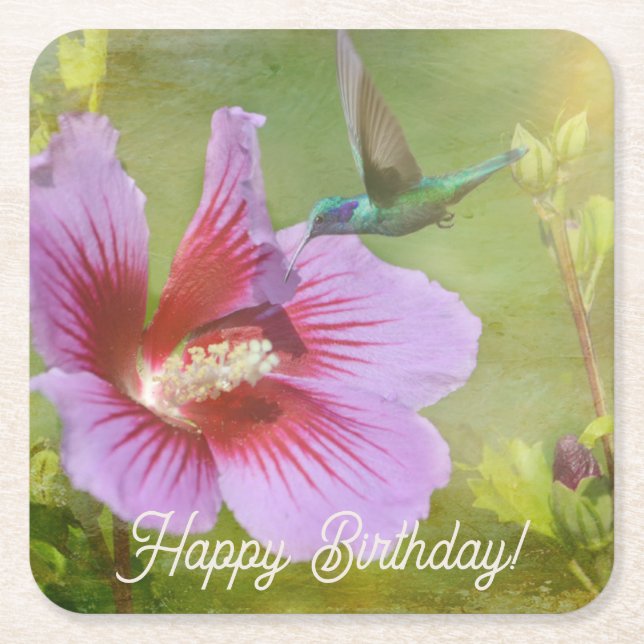 Hummingbird Gathering Nectar Paper Coasters (Front)
