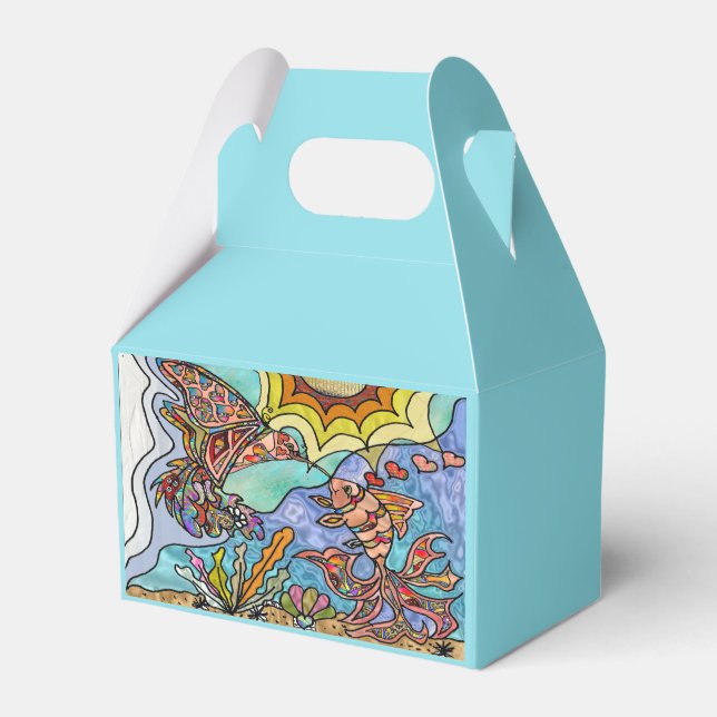 Hummingbird Goldfish Reflection Art Favour Box (Front Side)