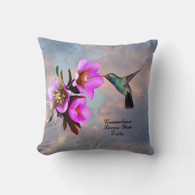 HUMMINGBIRD-GRANDMA LOVES YOU CUSHION (Front)