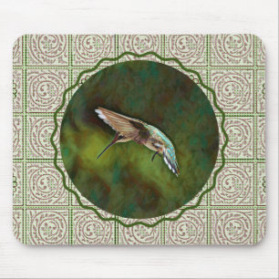 Hummingbird Green Art Mouse Pad