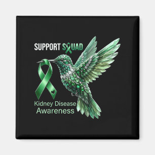 Hummingbird Green Ribbon Support Kidney Disease Magnet