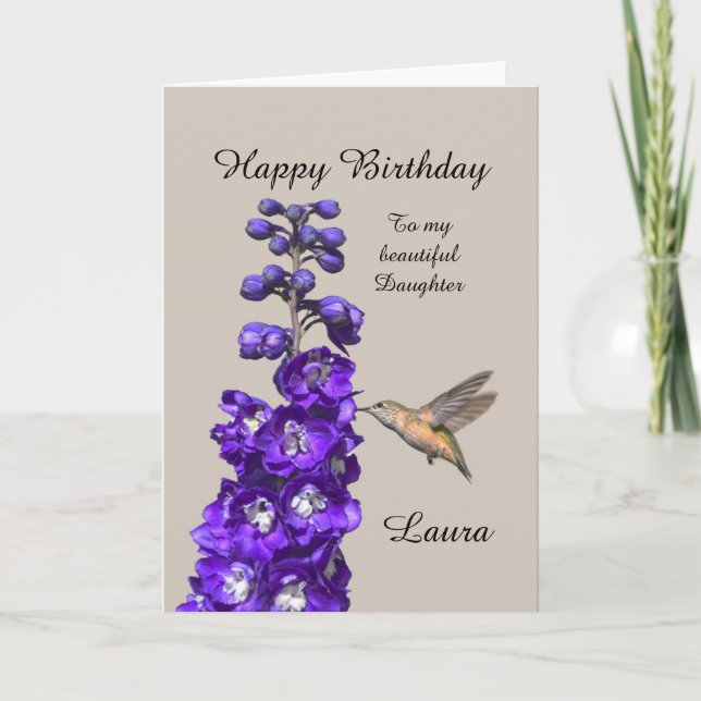 Hummingbird Happy Birthday Daughter, Laura Card (Front)