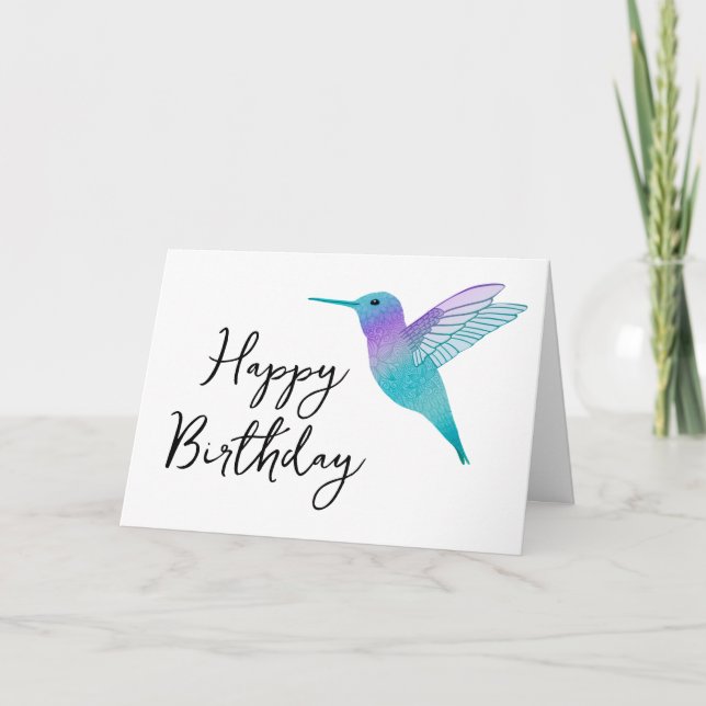Hummingbird Happy Birthday Greeting Card (Front)
