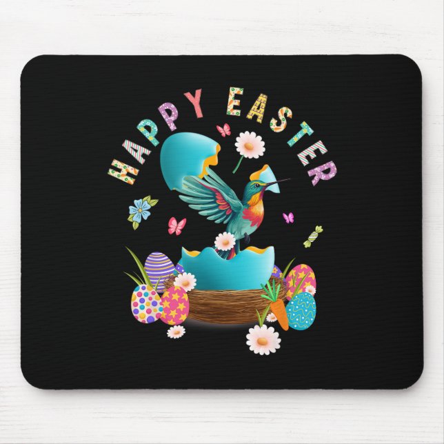 Hummingbird Happy Easter Egg Hunting Easter Day Hu Mouse Pad (Front)