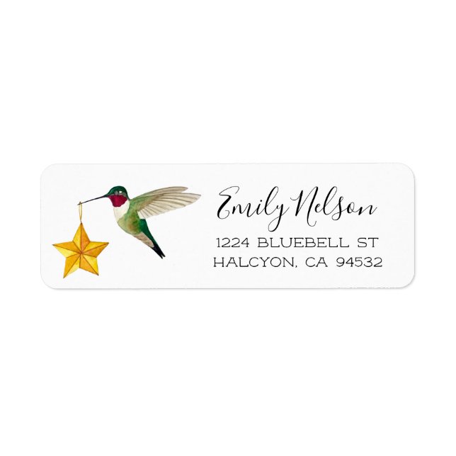 Hummingbird Happy Holidays Label Return Address Label (Front)