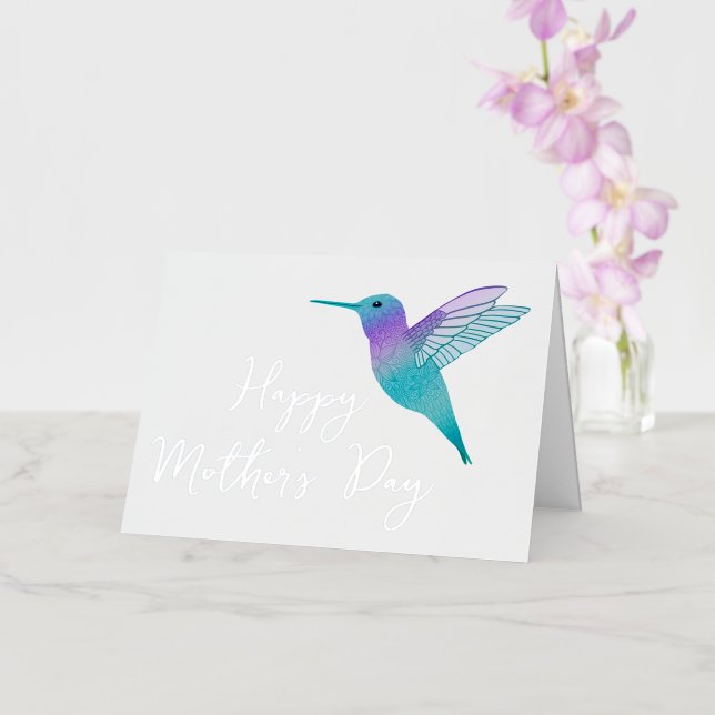 Hummingbird Happy Mother's Day Foil Greeting Card (Orchid)
