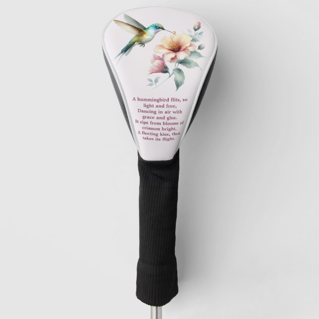 Hummingbird Harmony with Elegant Hibiscus Golf Head Cover (Front)