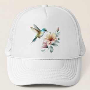 Hummingbird Harmony with Elegant Hibiscus Trucker Hat
