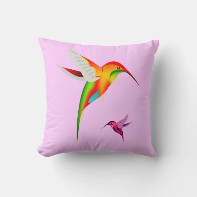 Hummingbird Haven Throw Pillow (Front)