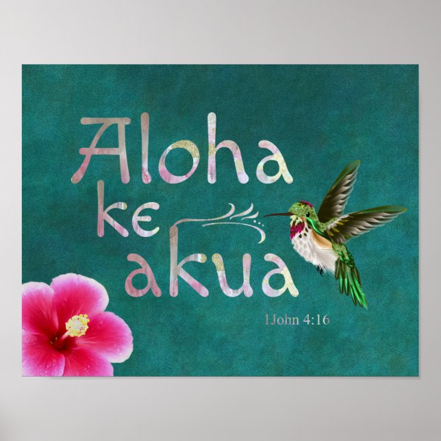 Hummingbird Hawaiian Bible Verse Poster (Front)