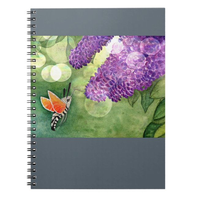 Hummingbird Hawk Moth and Lilacs Notebook (Front)