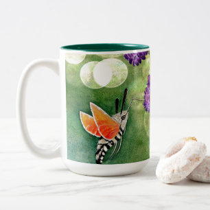 Hummingbird Hawk Moth and Lilacs Two-Tone Coffee Mug