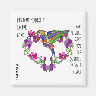 Hummingbird & Heart, w verse from Psalm 37:4 Magnet