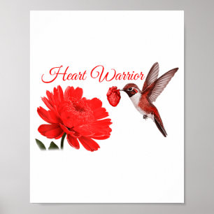 Hummingbird Heart Warrior Heart Disease Awareness  Poster