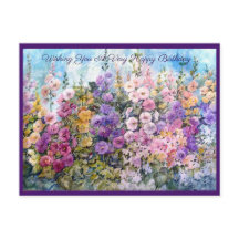 Hummingbird Heaven Hollyhock postcard greeting
