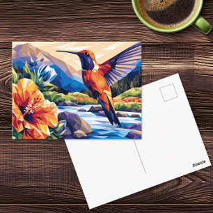 Hummingbird & Hibiscus Art Postcard