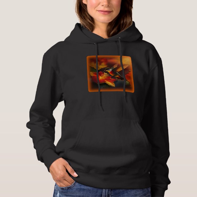 Hummingbird Hibiscus Flower Morning Sunrise Nature Hoodie (Front)