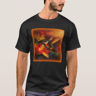 Hummingbird Hibiscus Flower Morning Sunrise Nature T-Shirt