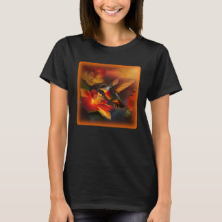Hummingbird Hibiscus Flower Morning Sunrise Nature T-Shirt