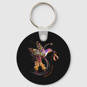 Hummingbird Hold Orange Ribbon Leukaemia Awareness Key Ring