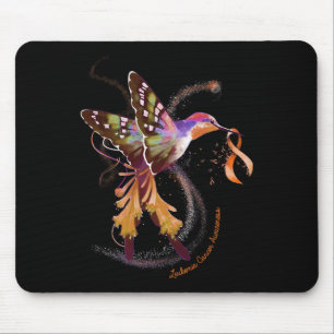 Hummingbird Hold Orange Ribbon Leukaemia Awareness Mouse Pad
