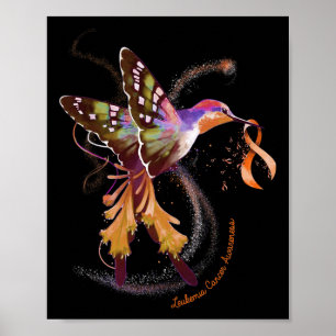 Hummingbird Hold Orange Ribbon Leukaemia Awareness Poster