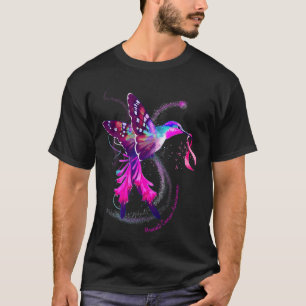 Hummingbird Hold Pink Ribbon Breast Cancer Awarene T-Shirt