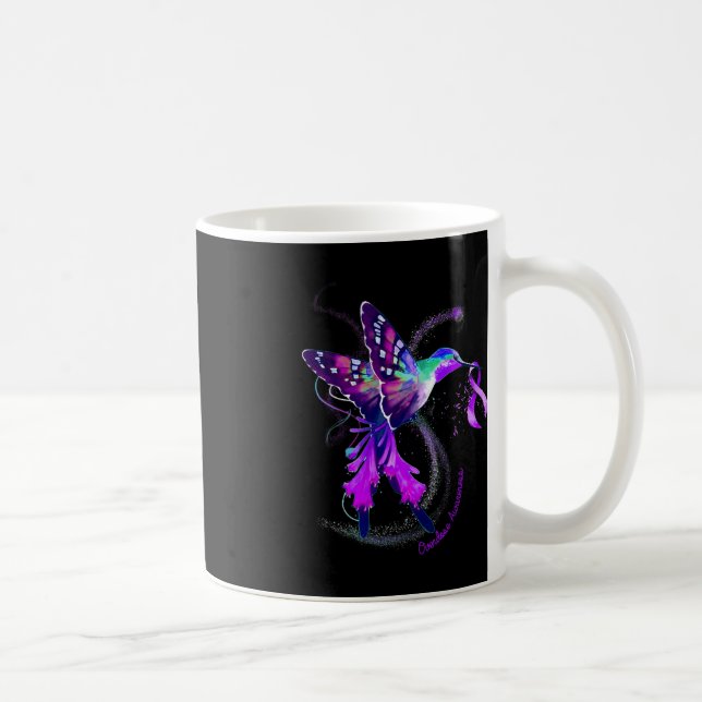 Hummingbird Hold Purple Ribbon Overdose Awareness  Coffee Mug (Right)