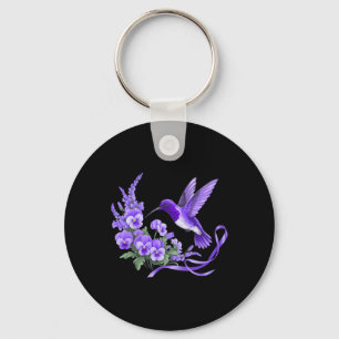 Hummingbird Holding Purple Ribbon Heimerheimer Awa Key Ring