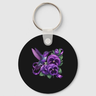 Hummingbird Holding Purple Ribbon Heimerheimer Awa Key Ring
