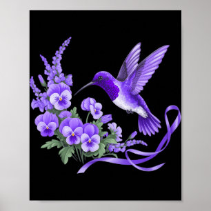 Hummingbird Holding Purple Ribbon Heimerheimer Awa Poster
