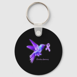 Hummingbird Holding Purple Ribbon Overdose Awarene Key Ring