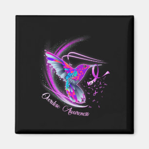 Hummingbird Holding Purple Ribbon Overdose Awarene Magnet