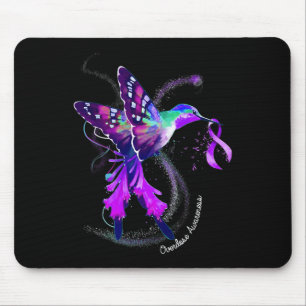 Hummingbird Holding Purple Ribbon Overdose Awarene Mouse Pad